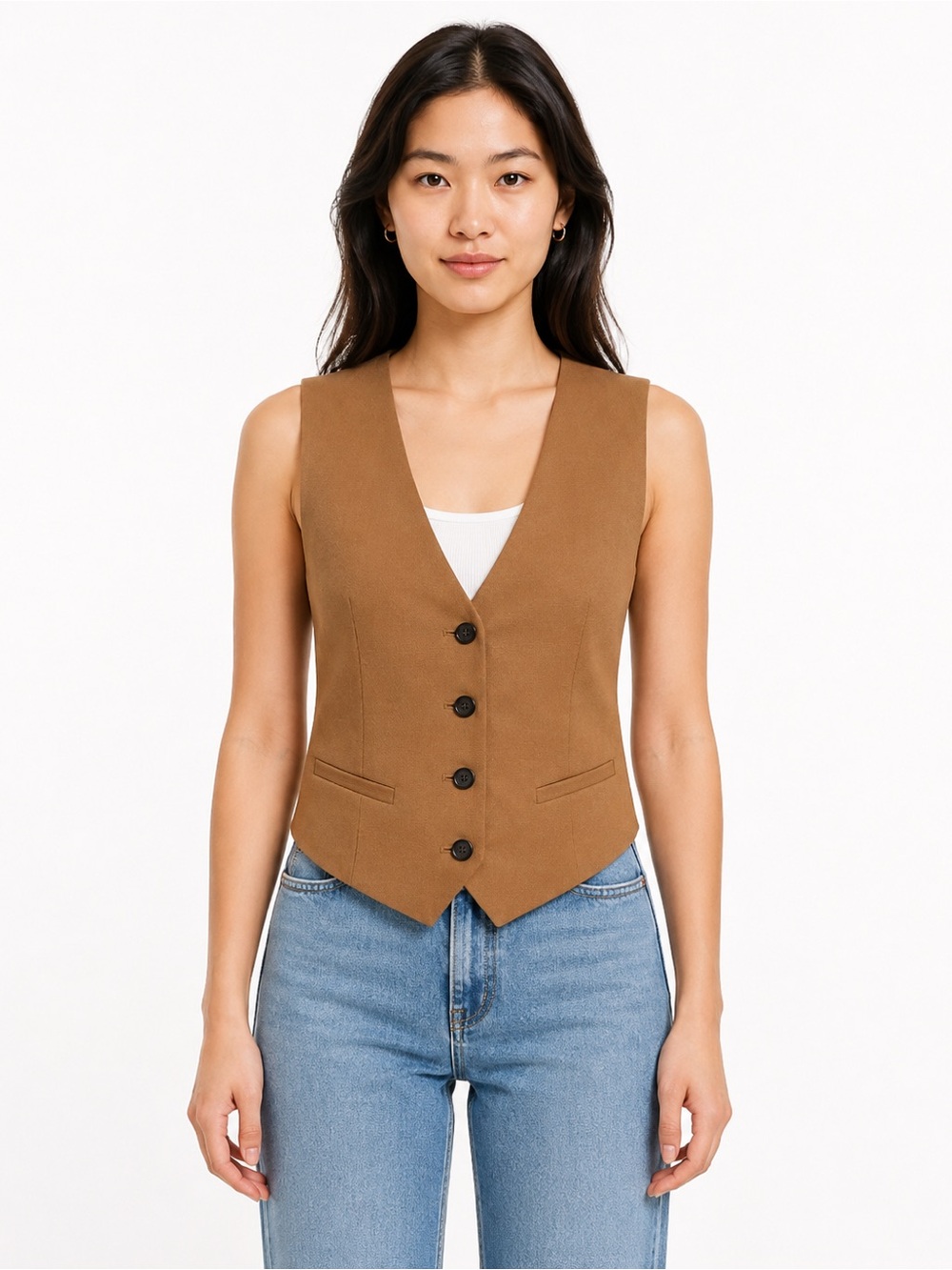 Babaton Aritzia Playbook Saville Camel Tailored Wool Blend Vest 2XS BNWT